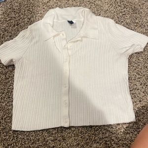 H&M Collared Ribbed Short Sleeve With Buttons